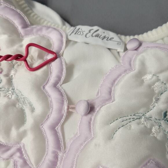 Vintage Miss Elaine Victorian Nightgown Womens S White Fleece Quilt Embroidered - Picture 11 of 12